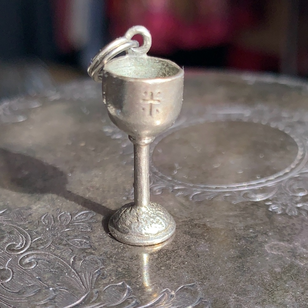 Antique Estate Sterling Silver Chalice Charm